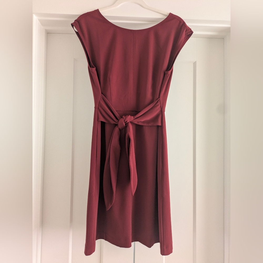 LOFT Maroon Waist Tie Dress